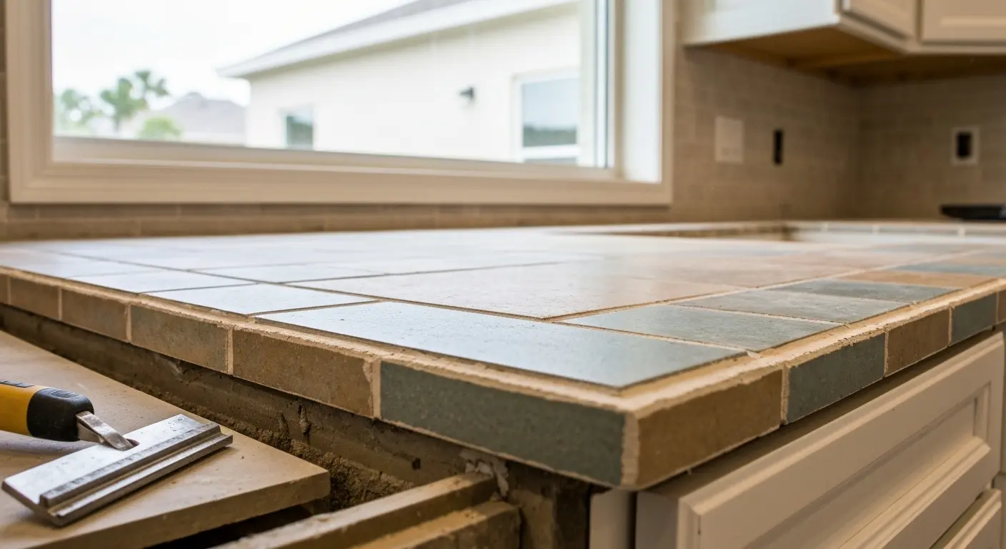Tile countertop installation