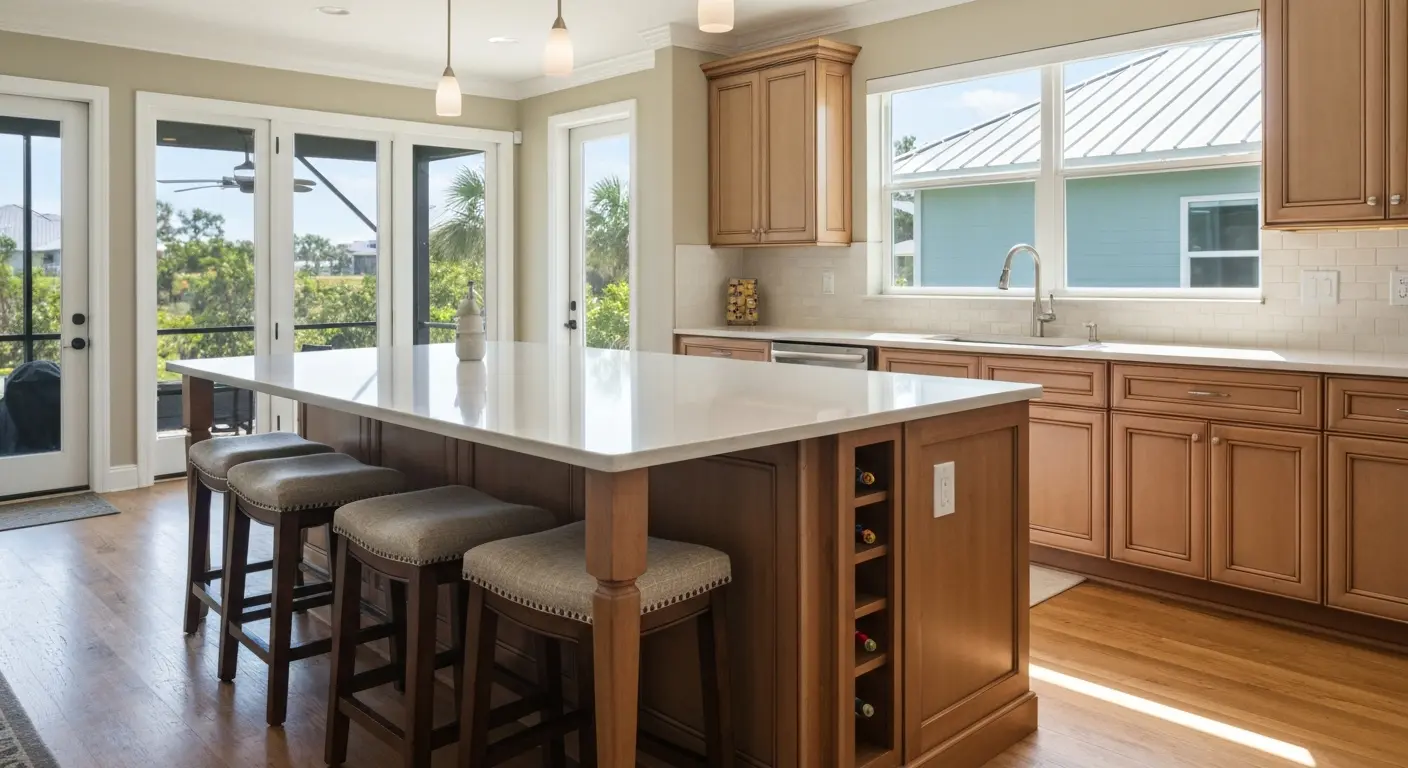 Kitchen island with seating and storage