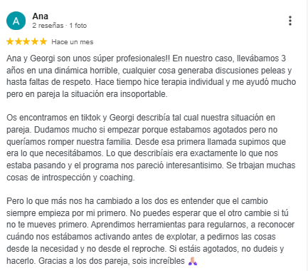 Reseña de Ana en Google