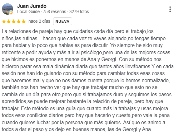 Reseña de Juan Jurado en Google