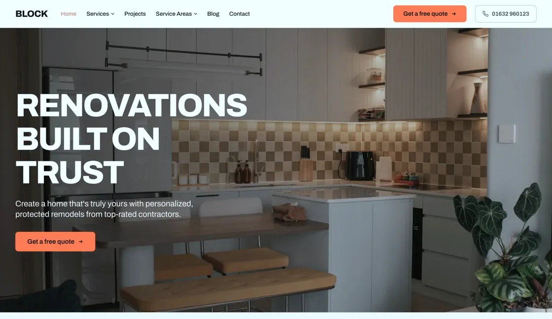A contractor's website built to book jobs