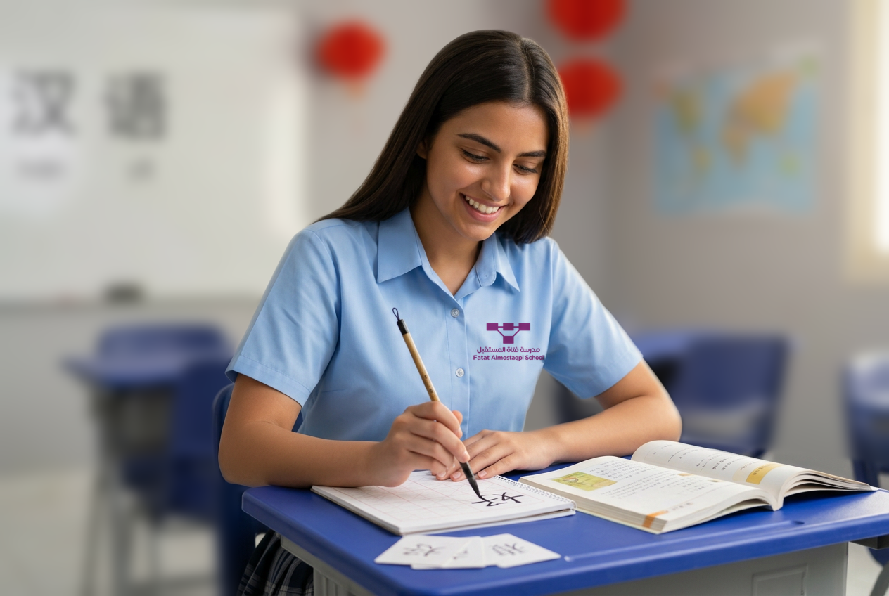حصة اللغة الصينية في مدرسة فتاة المستقبل للبنات