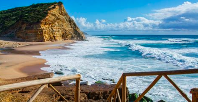Sunset over the beach at Ericeira