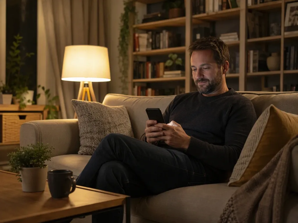 A person on a sofa browsing on a phone