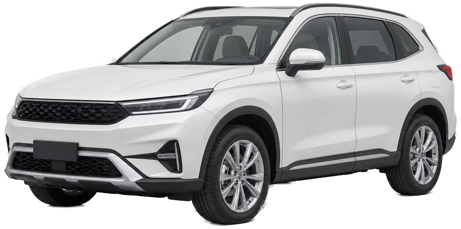 A white mid-size SUV