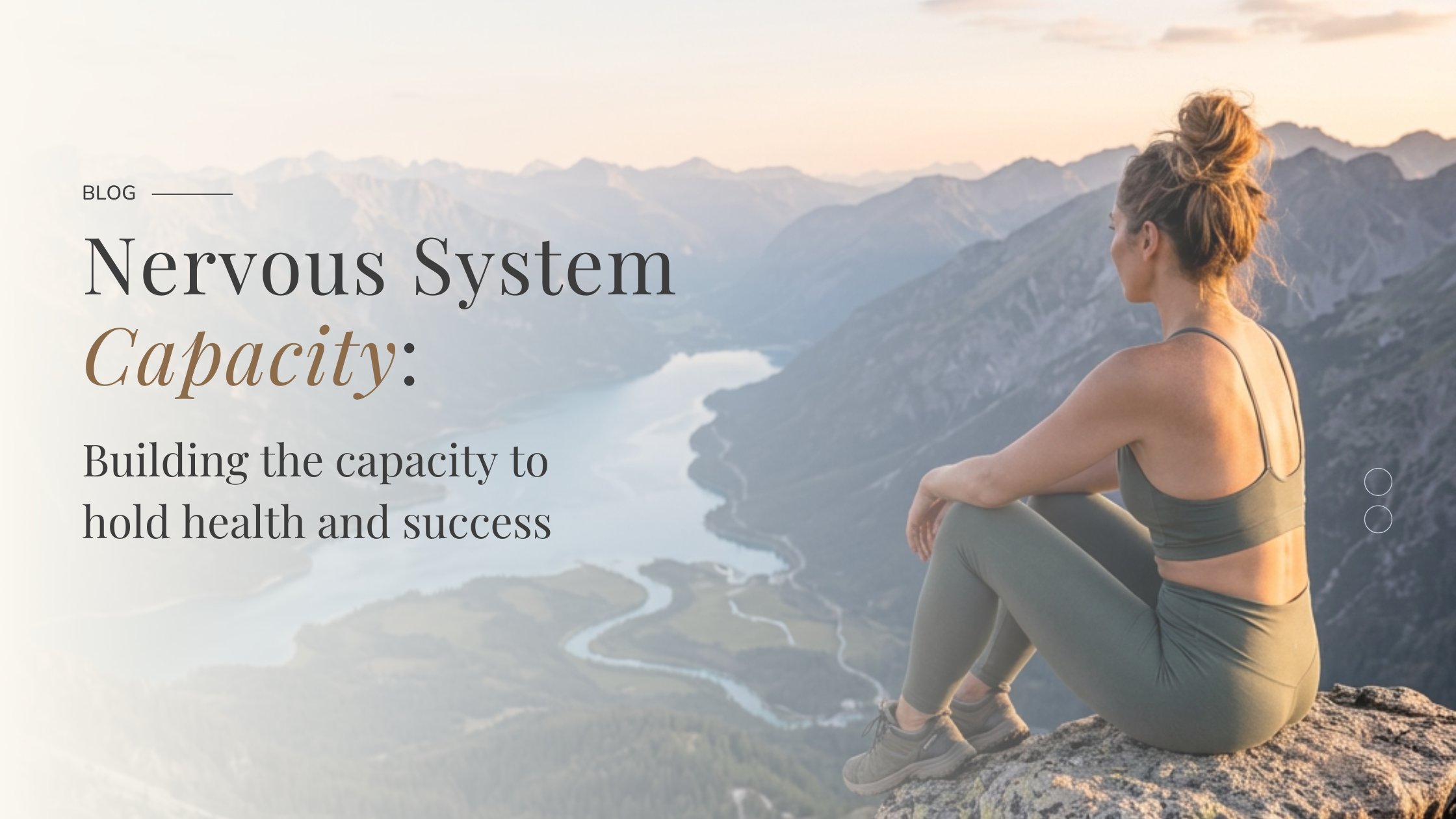 woman sitting on top of a mountain looking out to mountain ranges and rivers woman sitting on top of a mountain looking out to mountain ranges and rivers