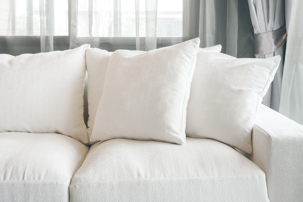 Clean white sofa with fabric protection