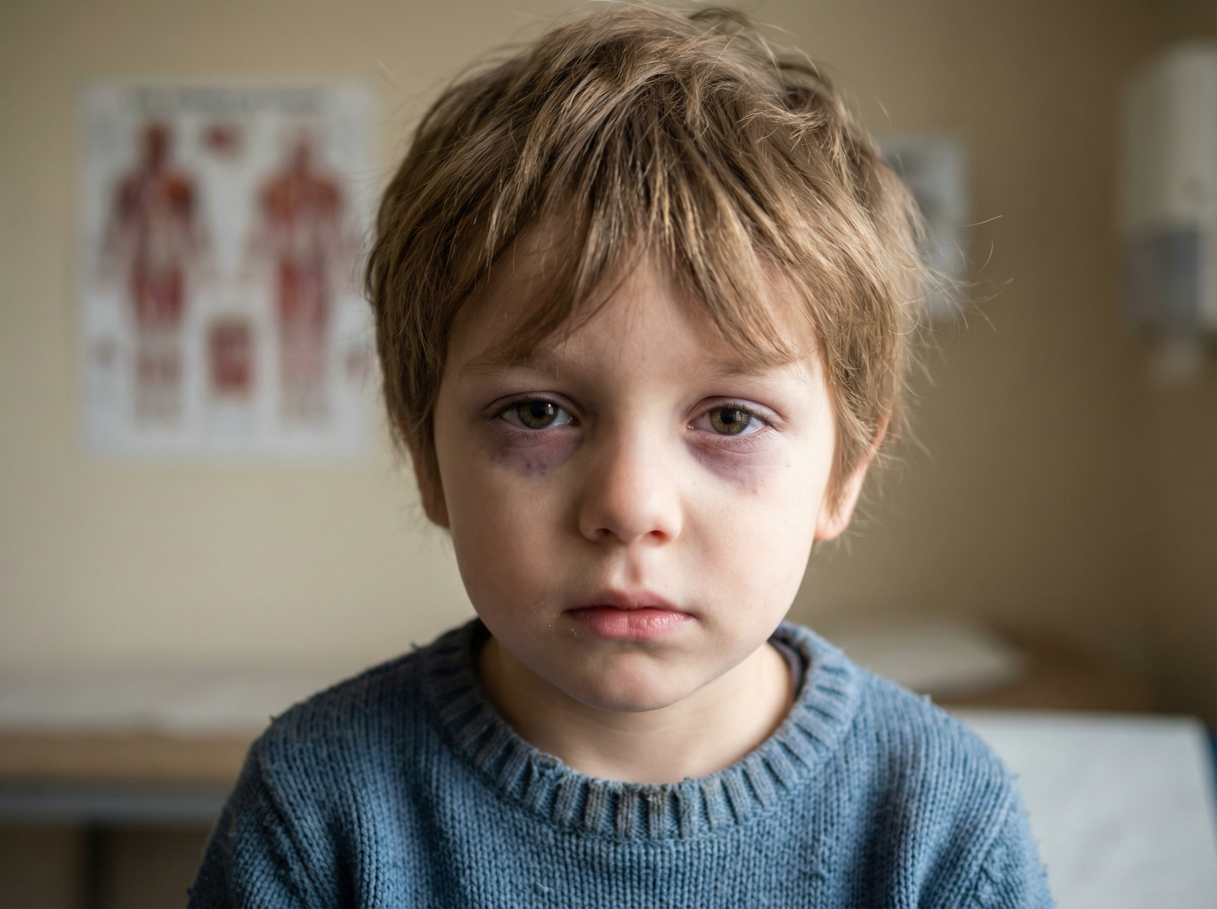 Child with dark circles under eyes