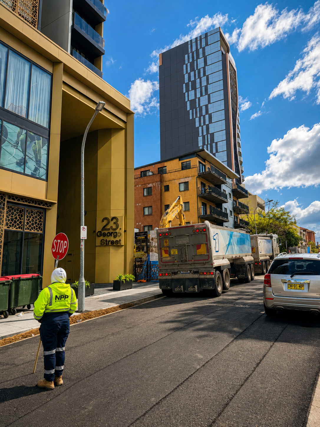 NPP Traffic Solutions vehicle on a Sydney construction site