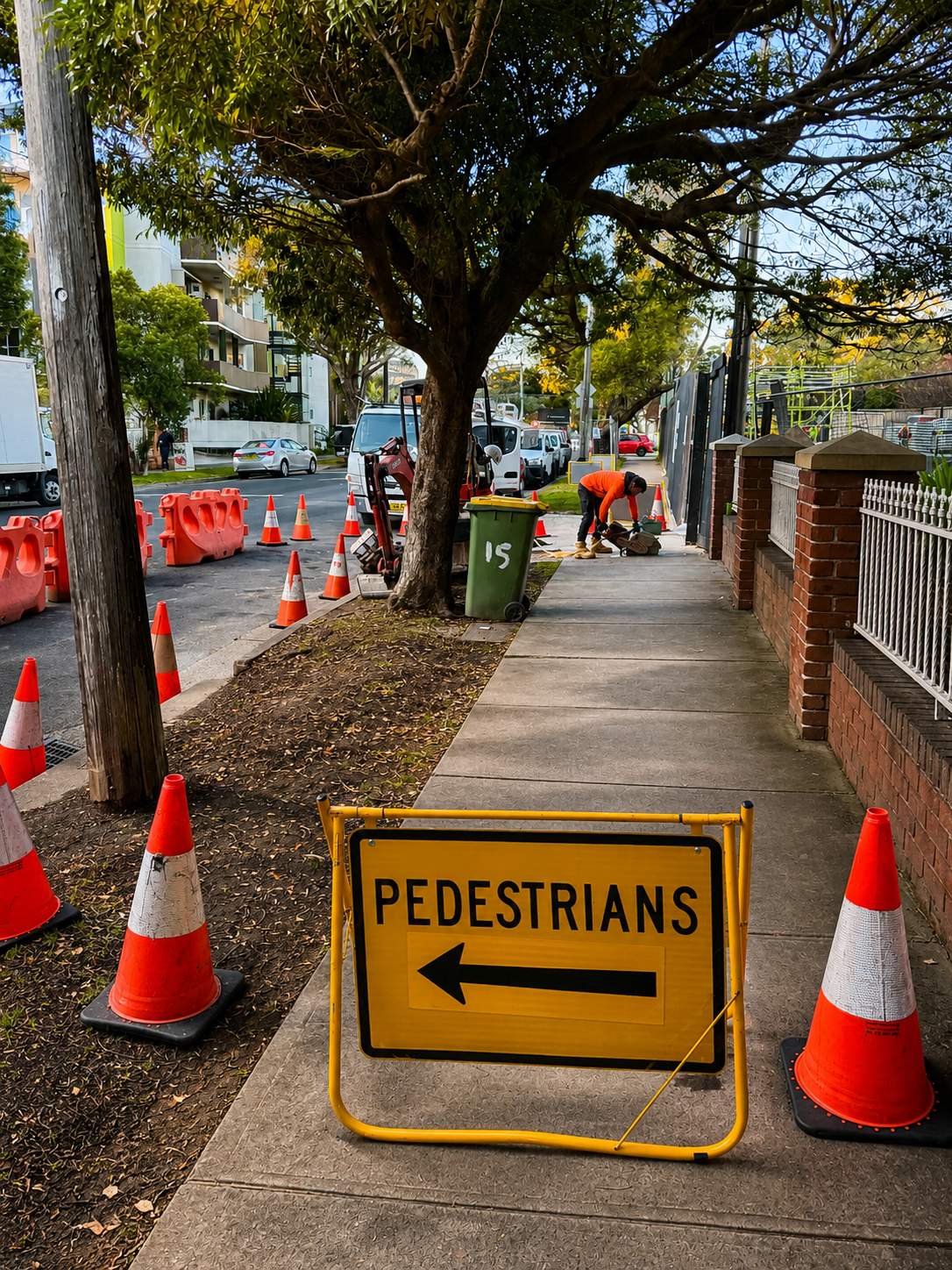 NPP Traffic Solutions traffic management planning on a Sydney footpath