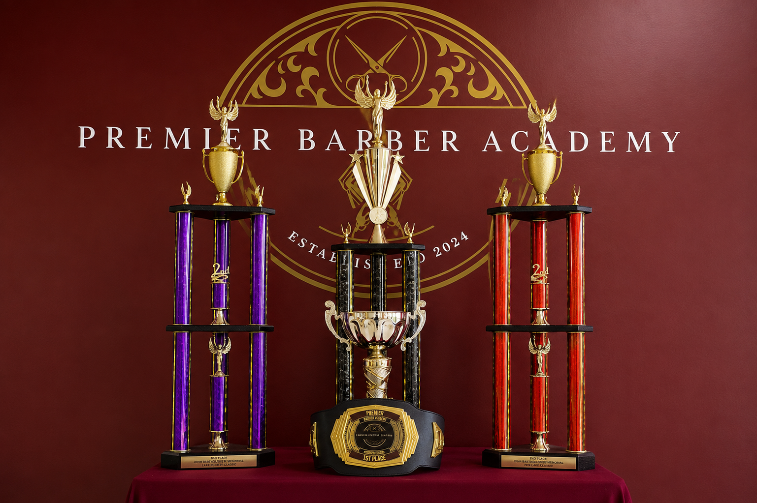 Premier Barber Battle trophies