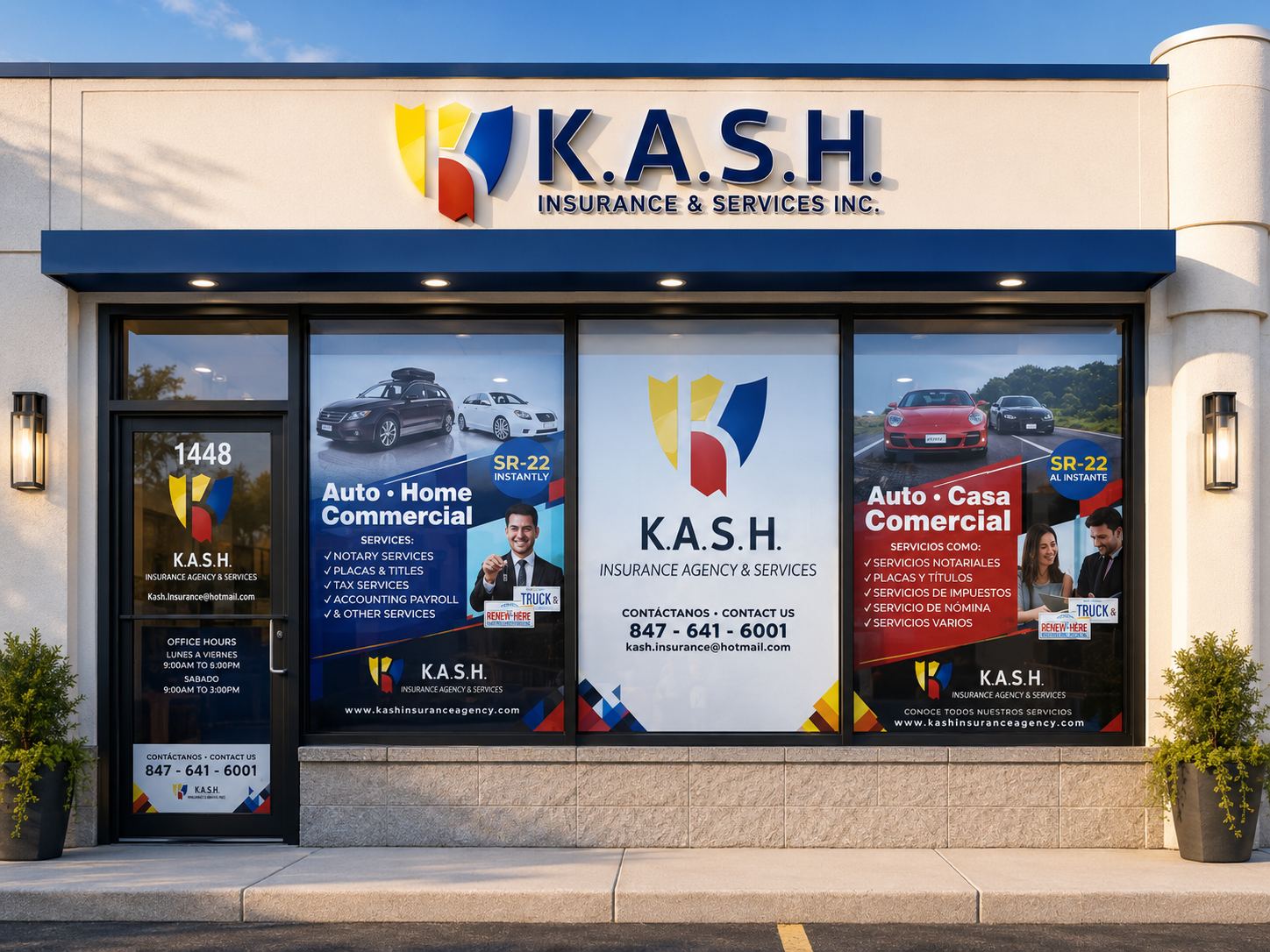 K.A.S.H. Insurance storefront at 1448 S Butterfield Rd, Mundelein