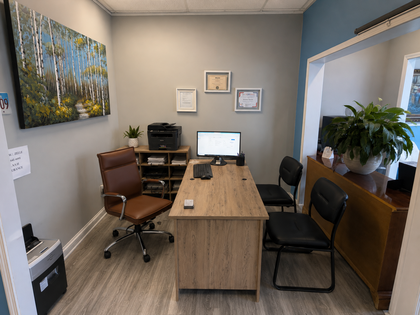 Inside the K.A.S.H. Insurance office in Mundelein