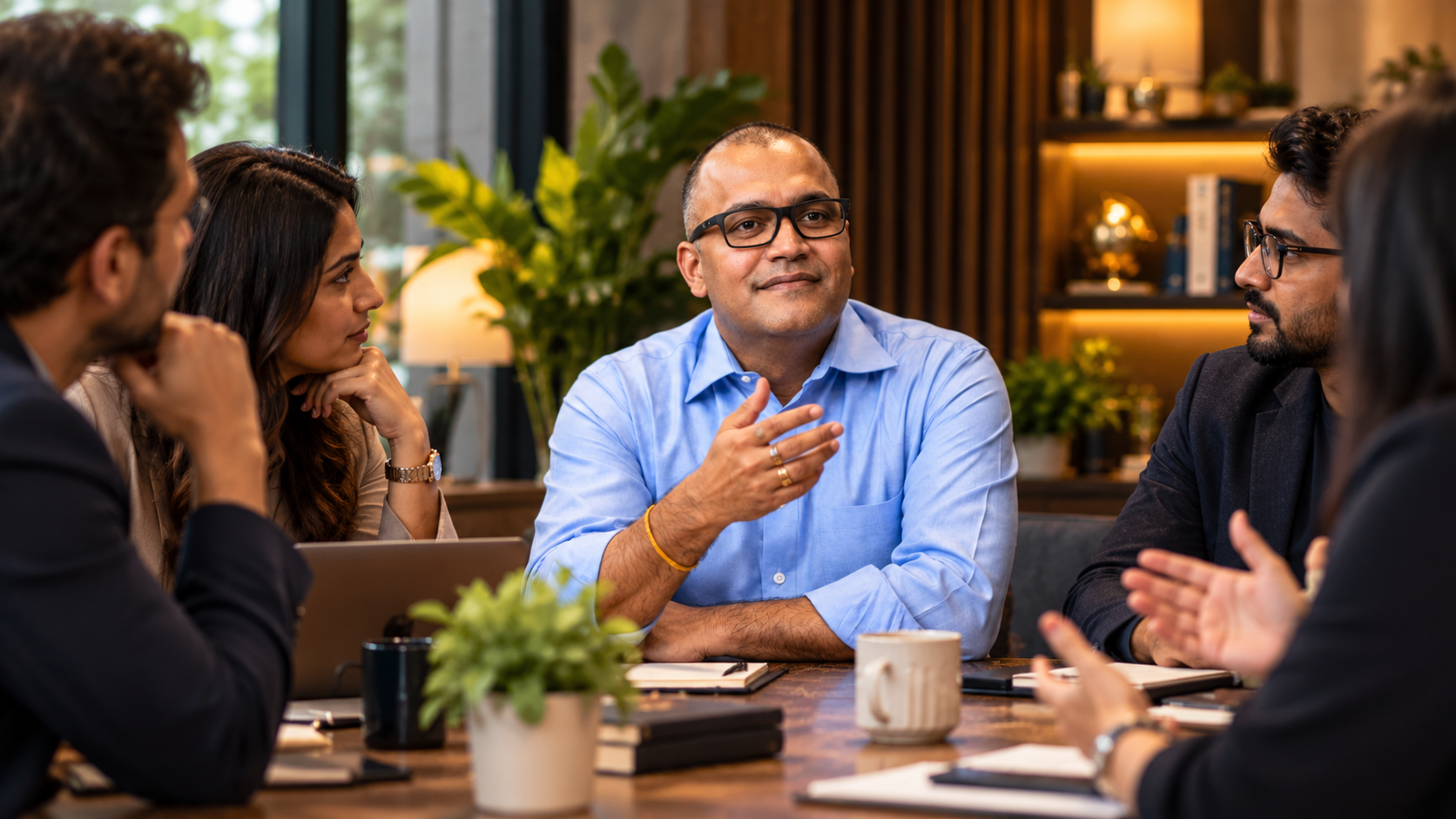 Pankaj Singh in conversation with a leadership team