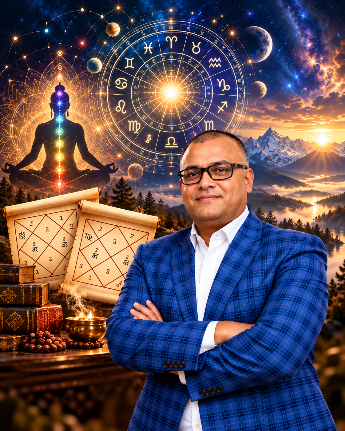 Pankaj Singh before a cosmic, contemplative backdrop
