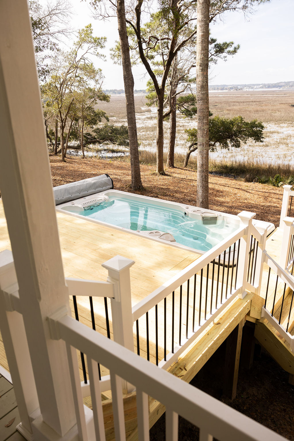 Pressure-treated pool deck in Supply, NC