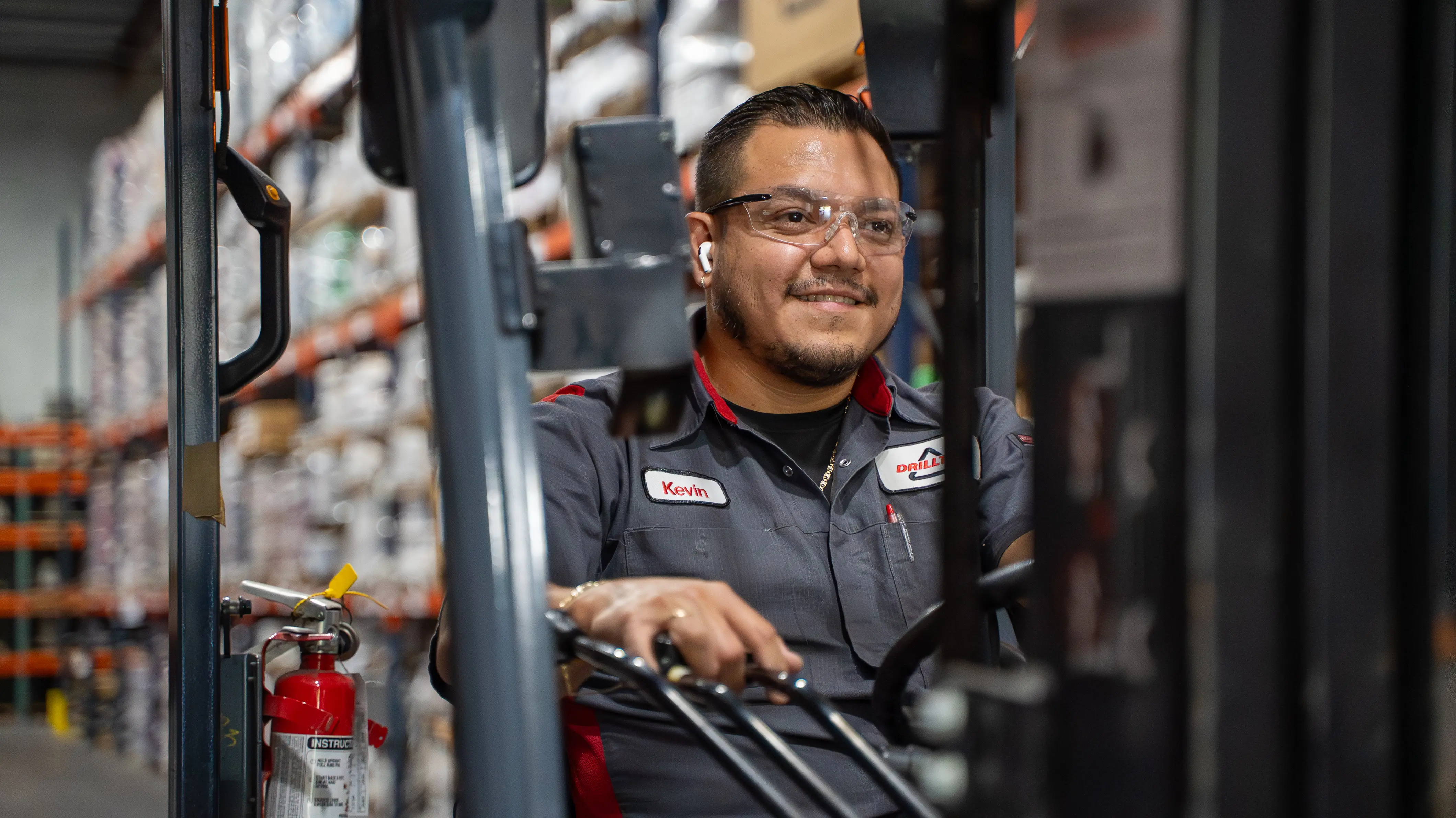 Warehouse operations forklift operator — industrial photography Houston