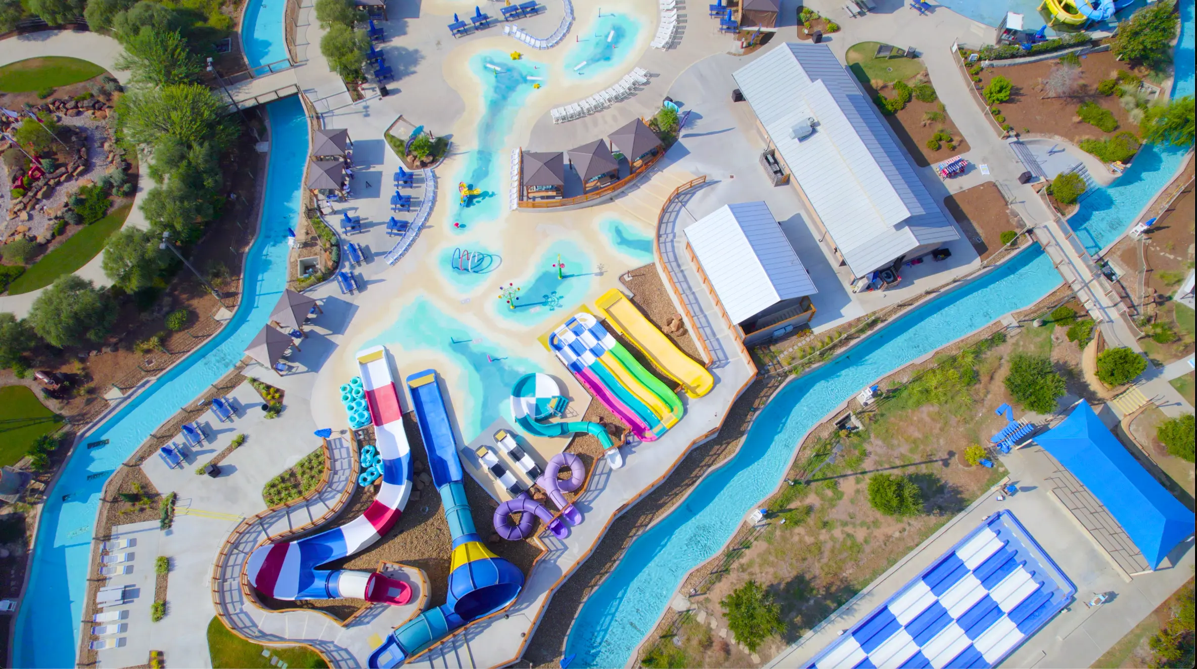 Aerial drone photography water park — FAA Part 107 certified Houston