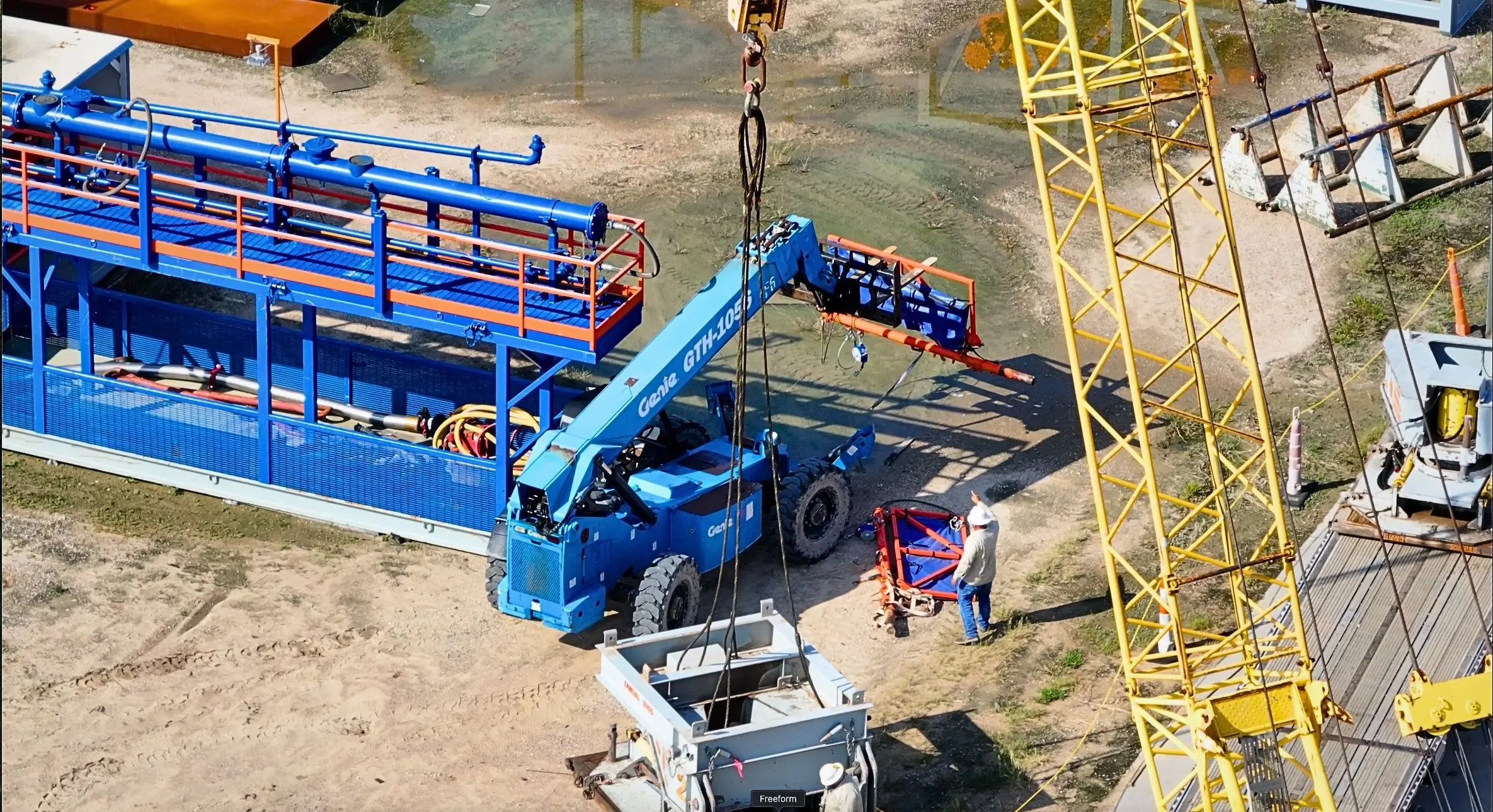 Aerial drone photography industrial construction site — Houston Texas