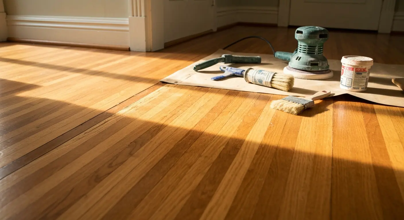 Hardwood floor repair detail