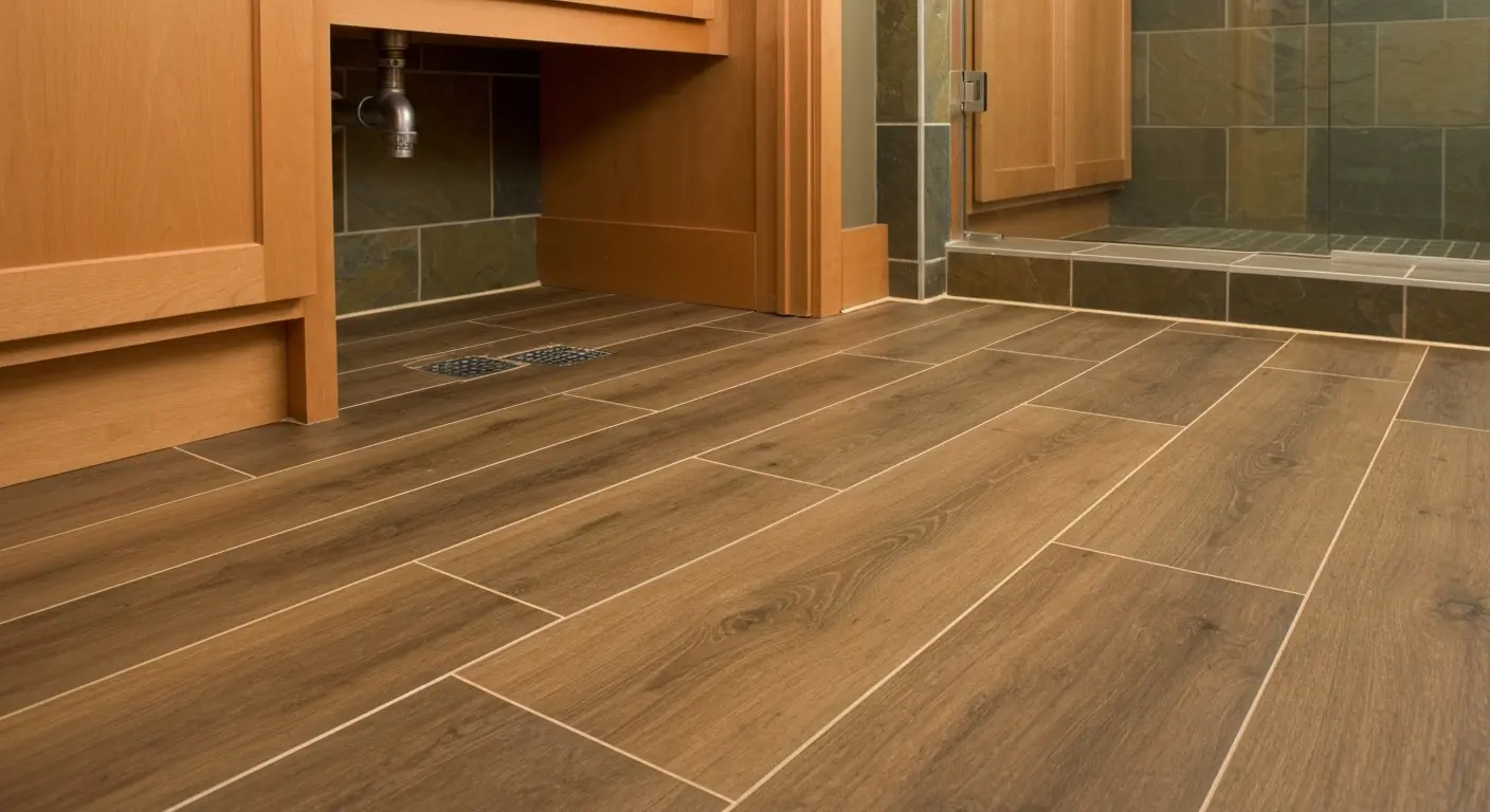 Luxury vinyl plank in Everett bathroom