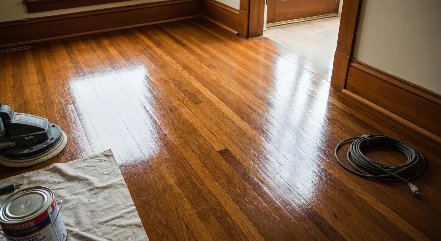 Hardwood floor buff and recoat service
