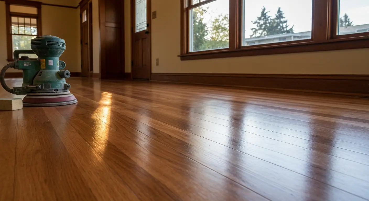 Full hardwood floor refinishing before and after