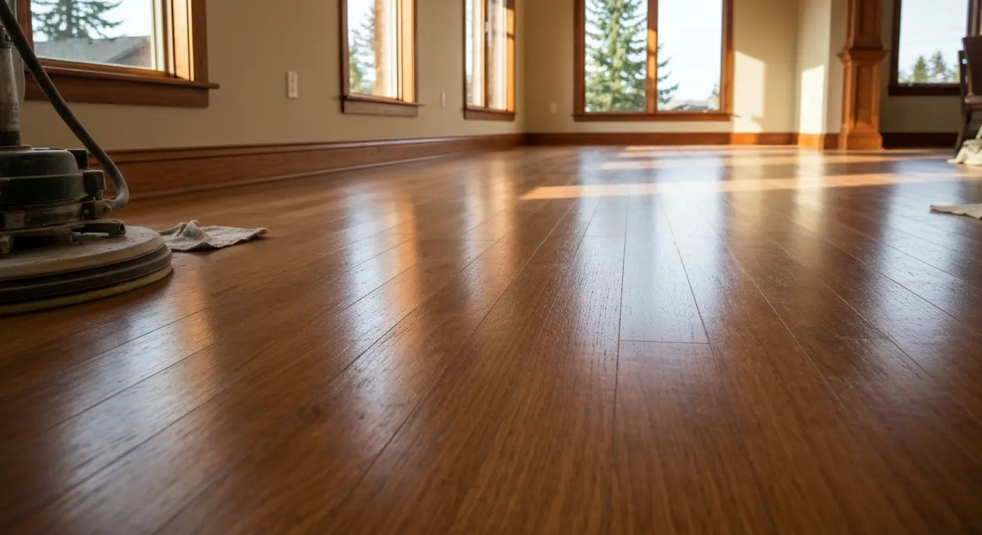 Hardwood floor buff and recoat service