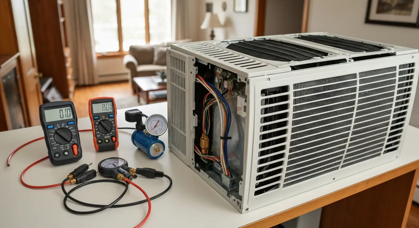 HVAC technician servicing mini split system