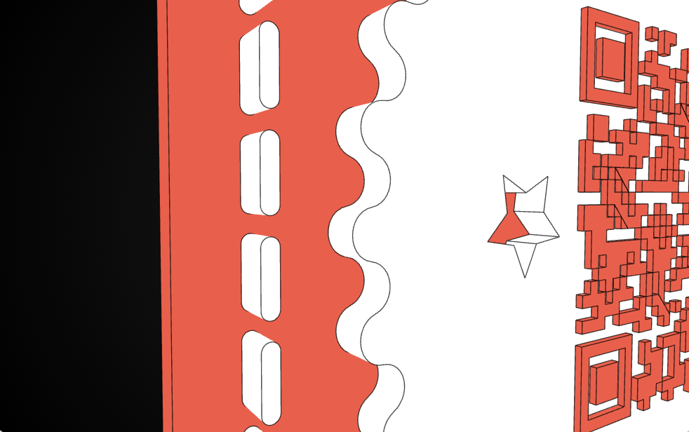 Close-up of the Rewards Club plaque edge showing the two-colour build: coral base plate with the white badge, dashed border and star accent raised on top