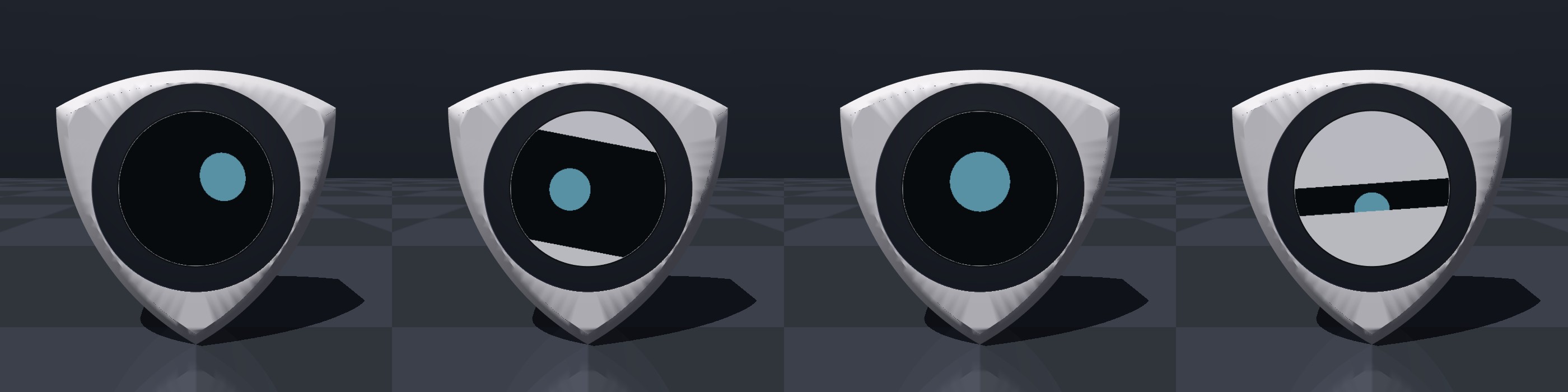 The Thinking Triangle's eye showing curious, skeptical, surprised and sleepy expressions The Thinking Triangle's eye showing curious, skeptical, surprised and sleepy expressions