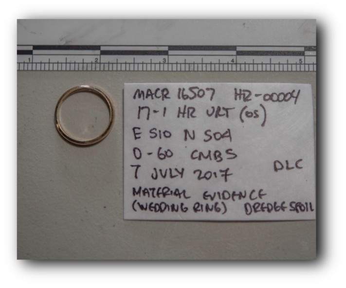 A wedding ring pointed to the pilot again, the only member of the crew married at the time of the crash. A wedding ring pointed to the pilot again, the only member of the crew married at the time of the crash.