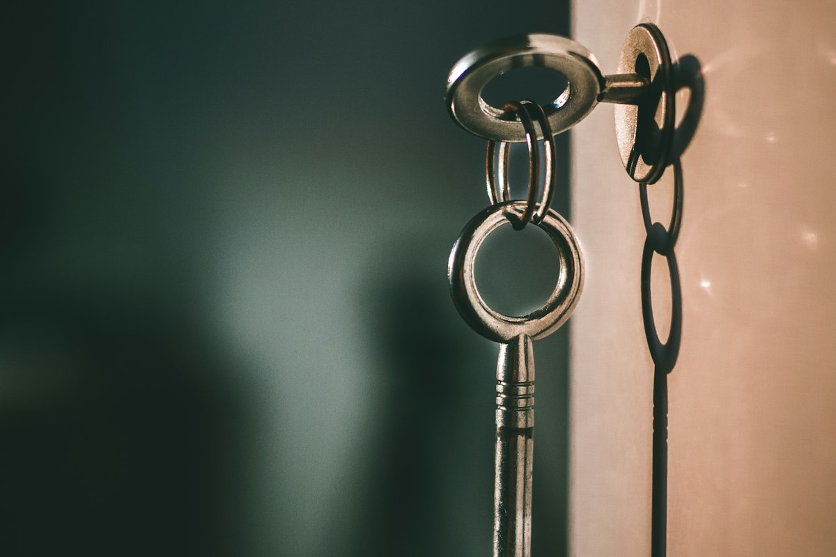 A key in a door lock
