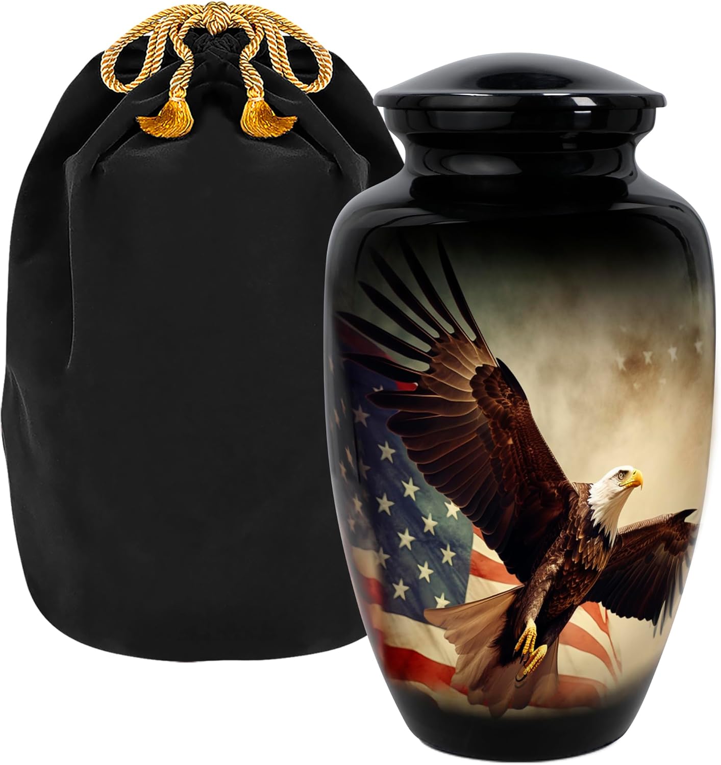 Trupoint Patriotic Veteran Cremation Urn – Black Memorial Design Trupoint Patriotic Veteran Cremation Urn – Black Memorial Design