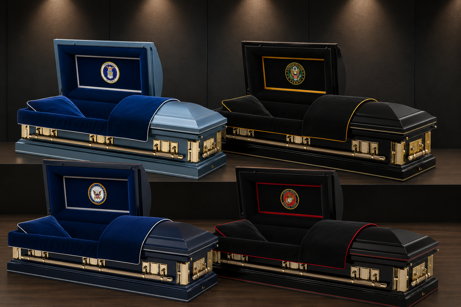 Veteran Military Style Caskets on Display Veteran Military Style Caskets on Display