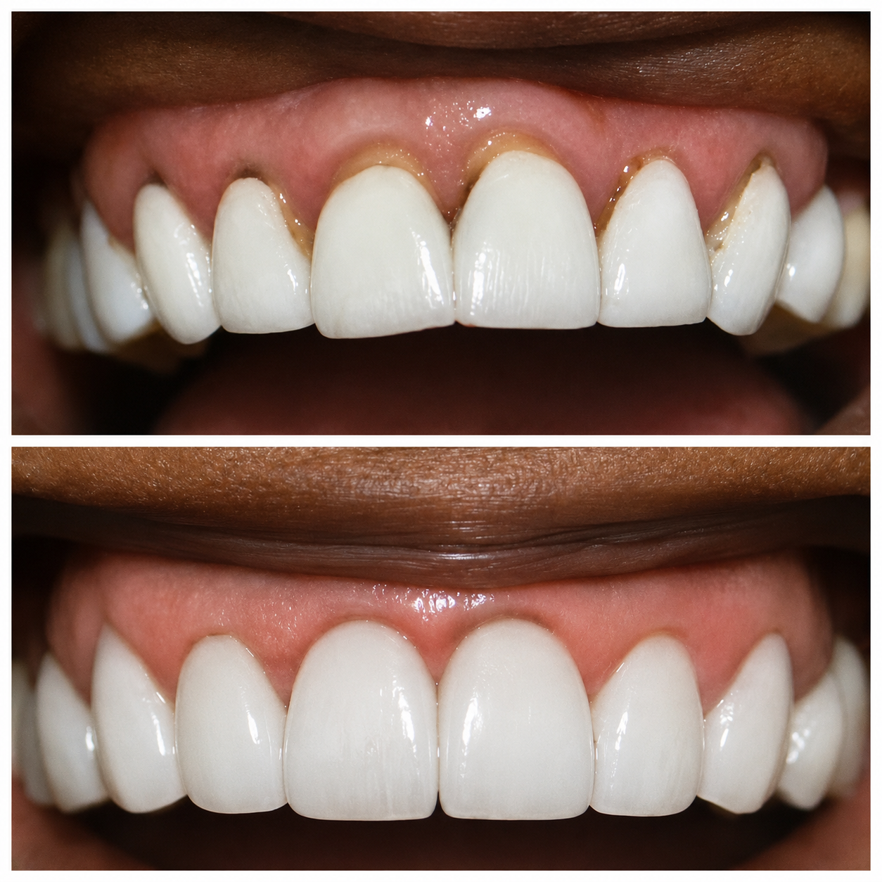 Before-and-after dental treatment photographs: Crowns, Partials & Veneers at North Brunswick Family Dental & Orthodontics