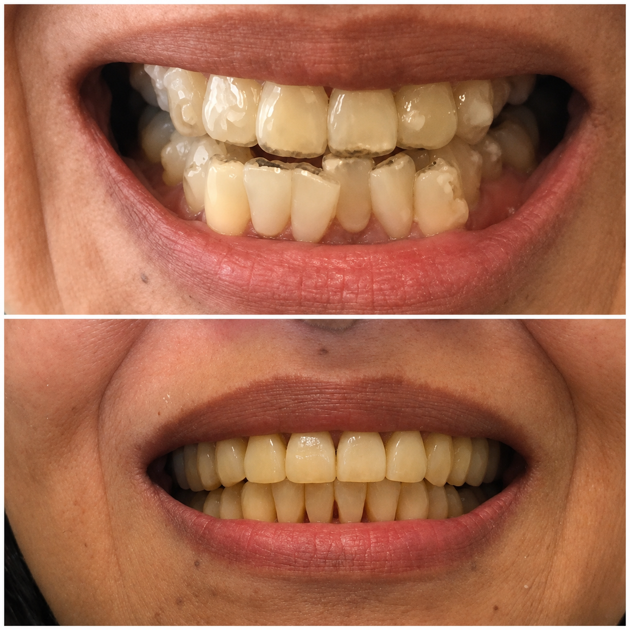 Before-and-after dental treatment photographs: Invisalign at North Brunswick Family Dental & Orthodontics