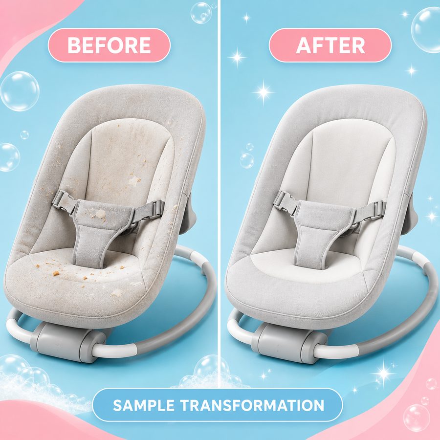 Baby bouncer before and after cleaning