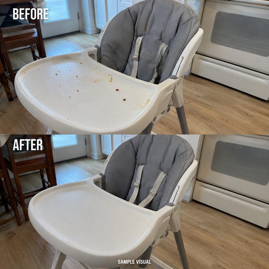 High chair before and after