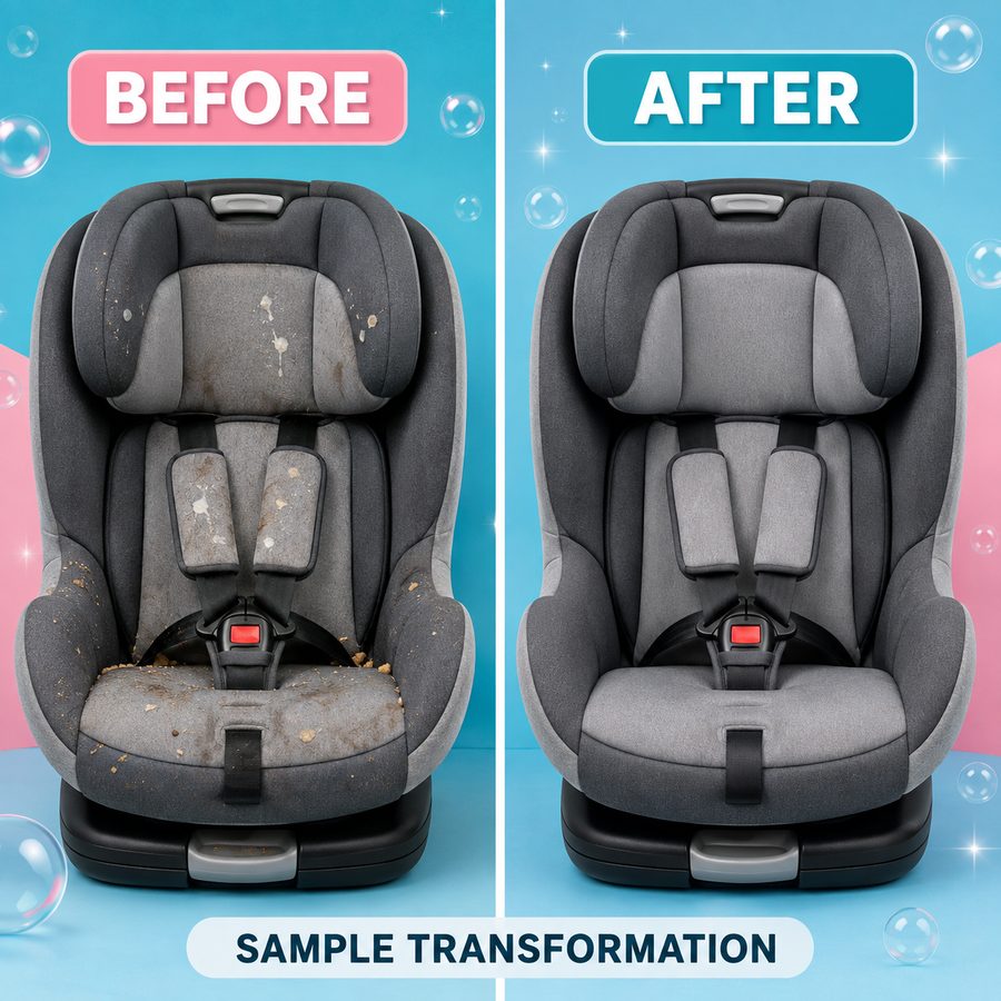 Car seat before and after cleaning