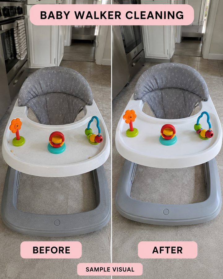 Baby walker before and after cleaning