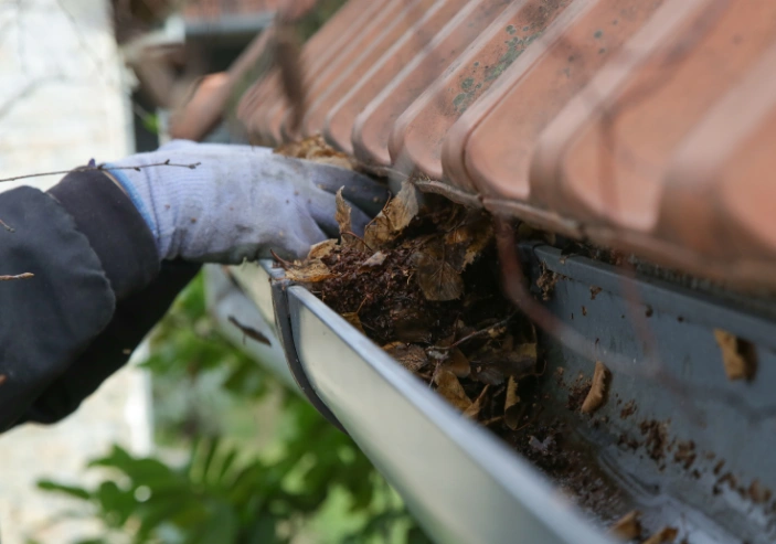 Gutter cleaning service removing debris and blockages in Auckland home