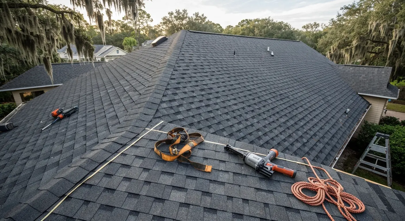 Roof replacement in progress