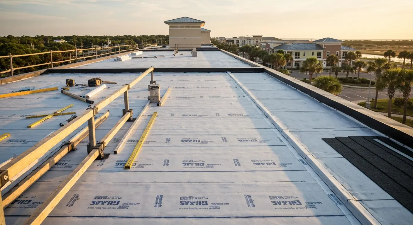 New construction roofing on commercial building