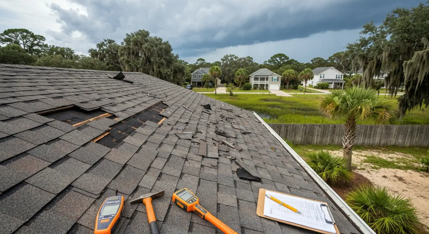 Storm damage roof repair