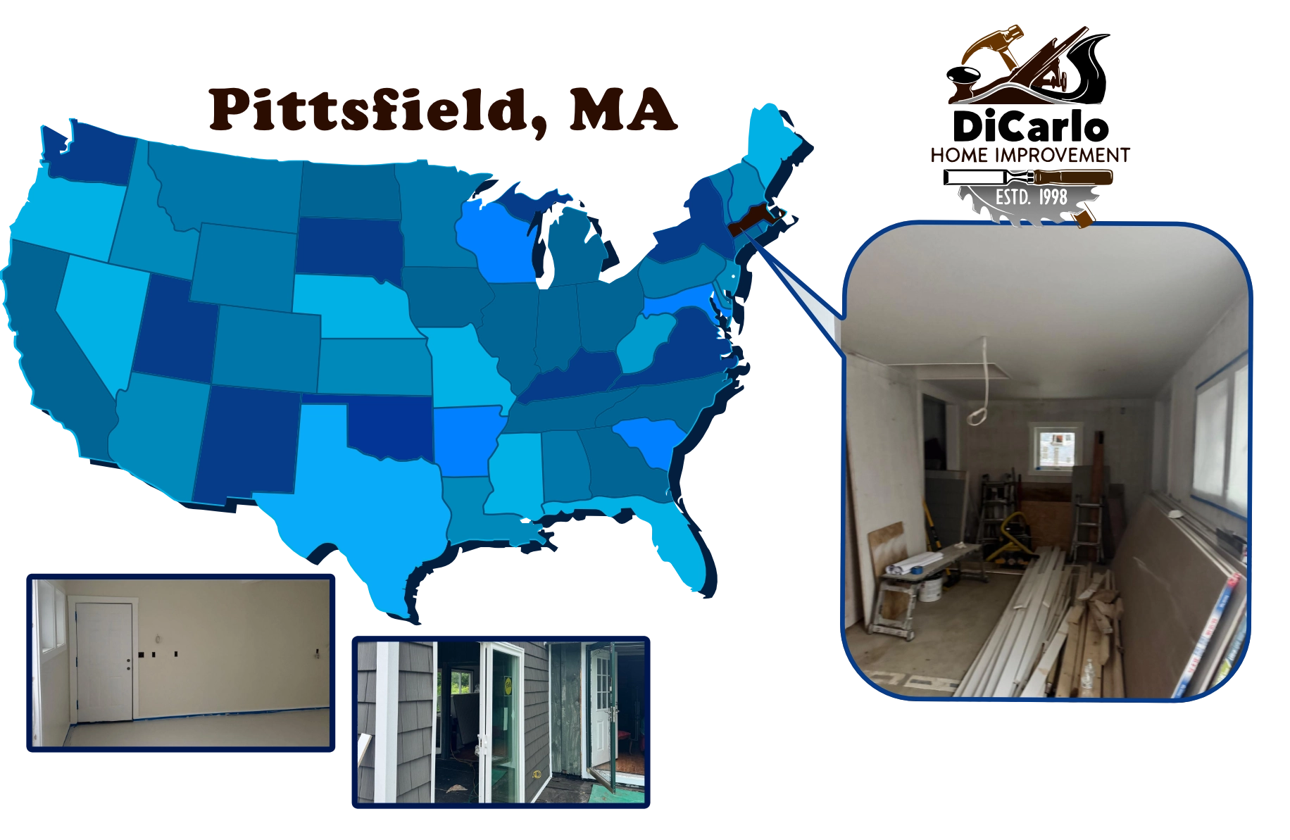 Service area map centered on Pittsfield, Massachusetts