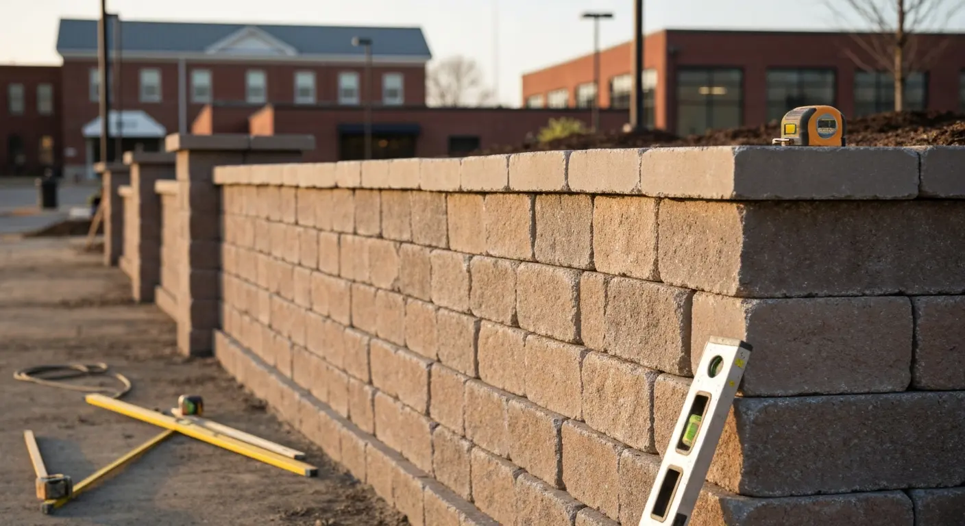 Commercial hardscape and retaining wall