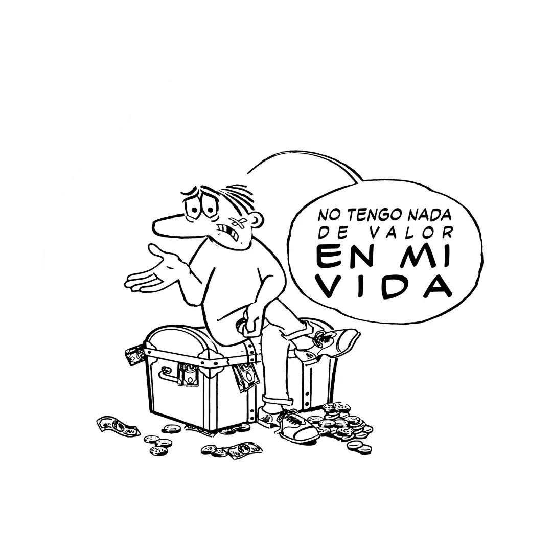 Convierta los problemas en oportunidades - No tengo nada n mi vida sentado sobre un cofre de dinero