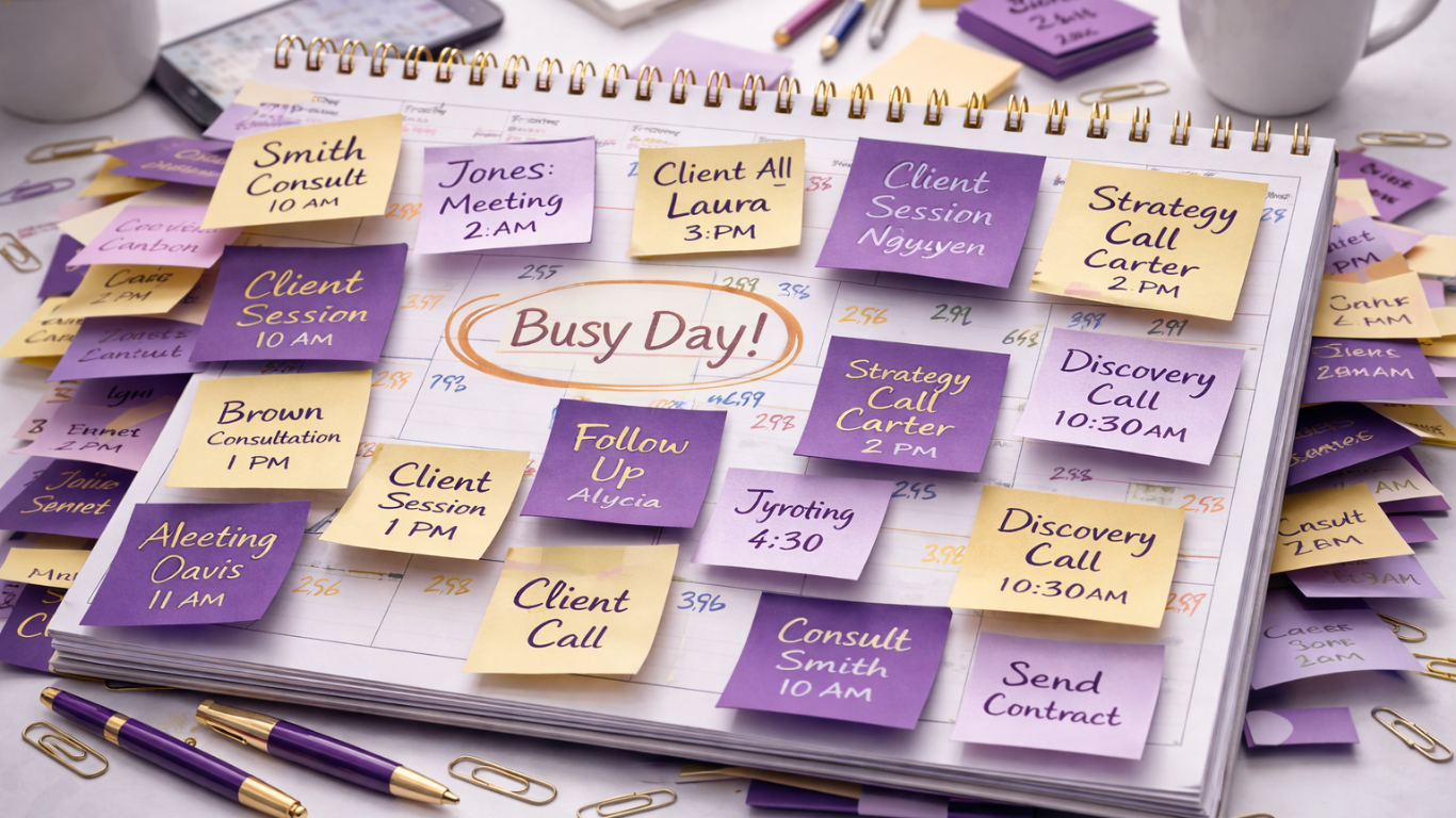 Consultant calendar showing business taking over personal life Consultant calendar showing business taking over personal life