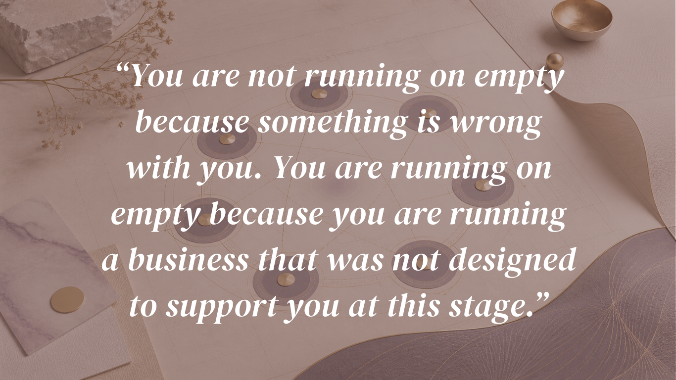 Quote by Eva Alexandre: "You are not running on empty because something is wrong with you. You are running on empty because you are running a business that was not designed to support you at this stage." Quote by Eva Alexandre: "You are not running on empty because something is wrong with you. You are running on empty because you are running a business that was not designed to support you at this stage."
